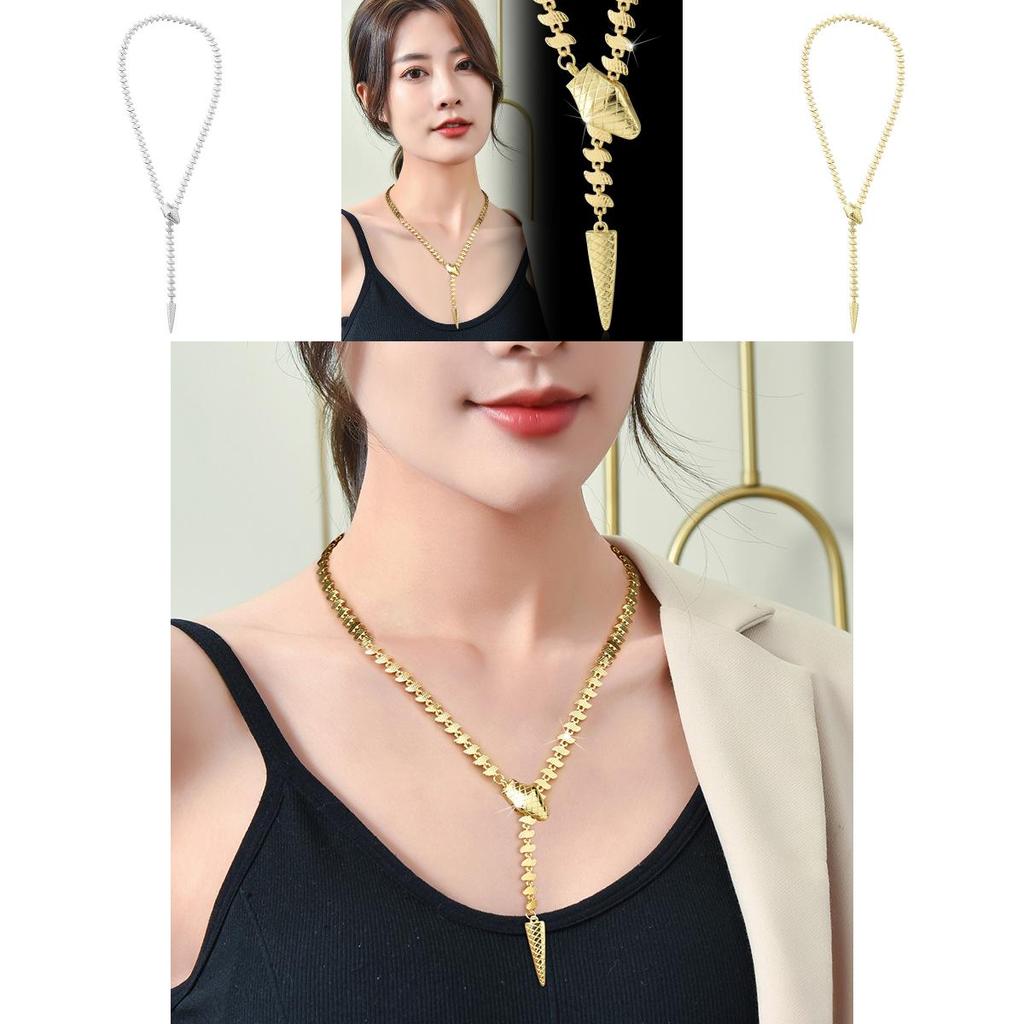Элегантное ожерелье-цепочка «змейка» из нержавеющей стали для женщин с премиальной титановой подвеской золотого и серебряного цвета для модных тенденций 2024 года