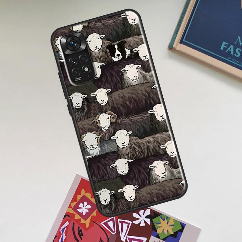 Cartoon Border Collie Case For Xiaomi Redmi Note 14 Pro 13 12 11 9 10 15 Pro Plus Redmi 15 C 14C 13C 10C 12C Cover