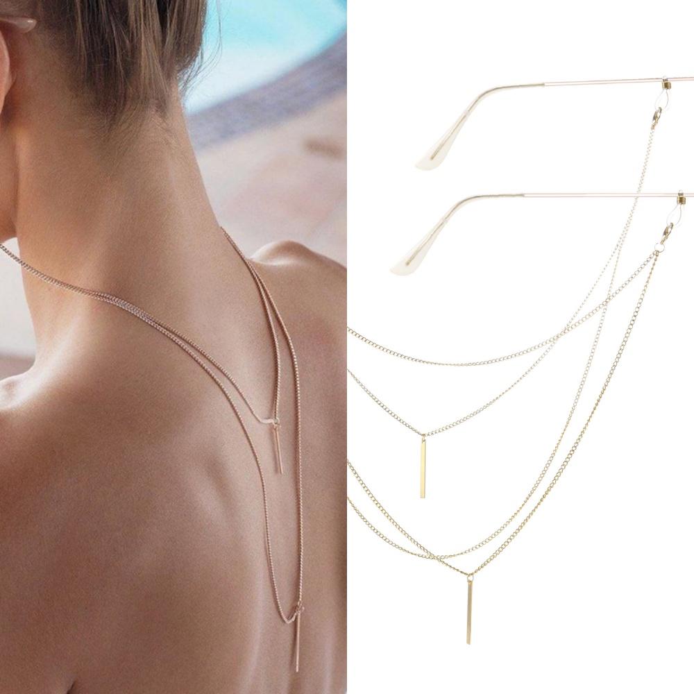 Double Overlap Sunglasses Chain Straps Lanyards Metal Pendent Metal Chain Splicing Style Chain Glasses Hanging Rope Holder Cord Lanyard