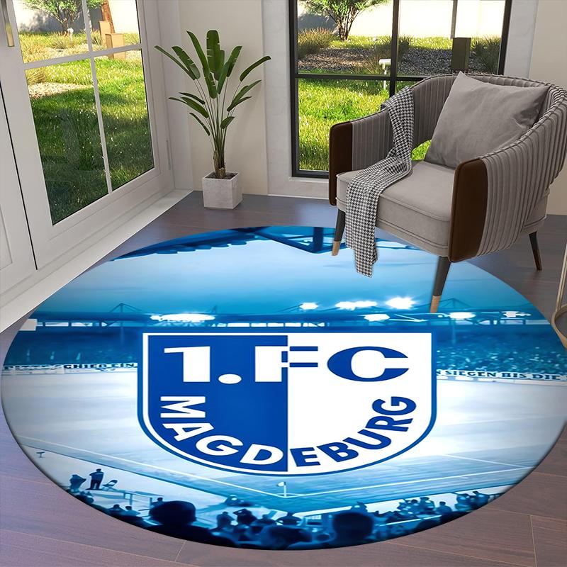 FC Magdeburg Round Area Rug,Carpet Rug for Living Room Bedroom Sofa Playroom Decor,Non-slip Floor Mat56
