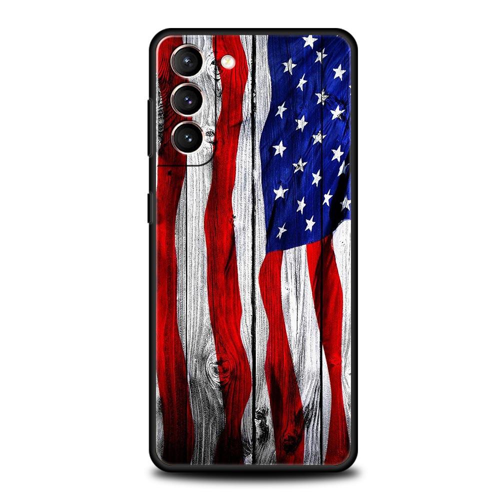 Американский флаг США Чехол для телефона для Samsung Galaxy S26 Ultra S25 Plus S24 FE S23 S22 5G S21 S20 Черный Мягкий