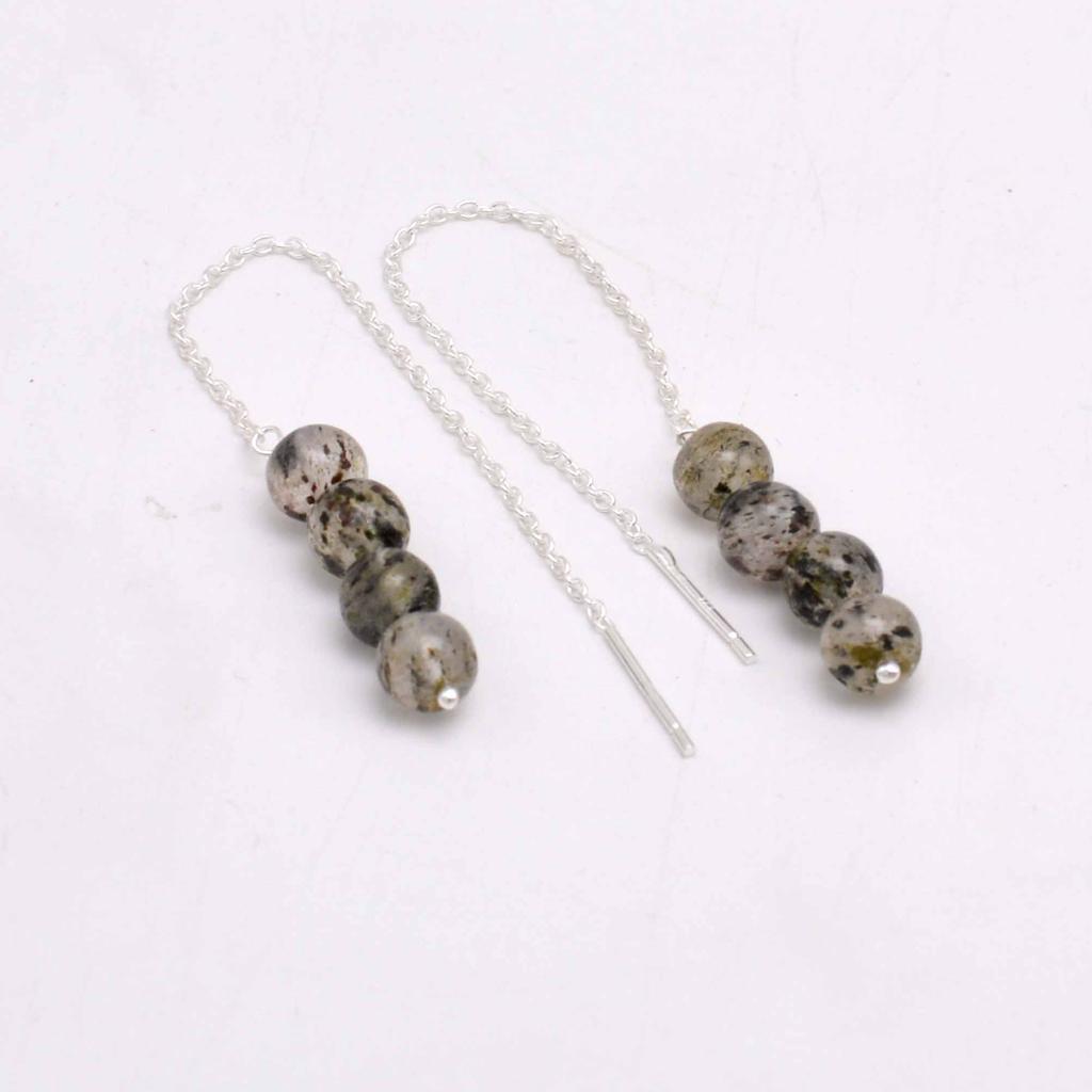 Черные серьги из серебра 925 пробы с рутилом, женские серьги с бахромой ручной работы из натурального драгоценного камня