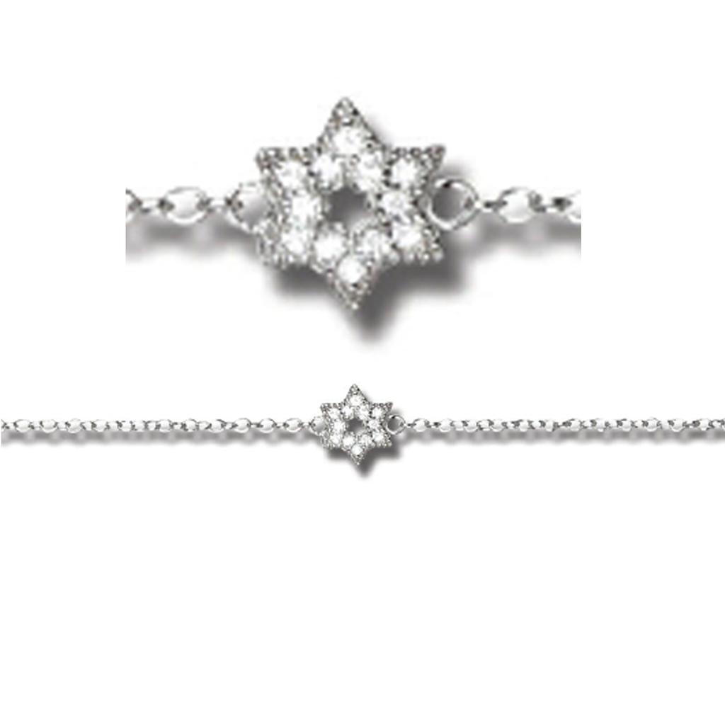 Les Trésors De Lily [R3526] - Silver White 'Star of David' Silver Bracelet (rhodium) - 10 Mm