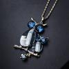 New Crystal Double Owl Long Pendant Necklace Women Fashion Sweater Necklaces Jewelry Accessories