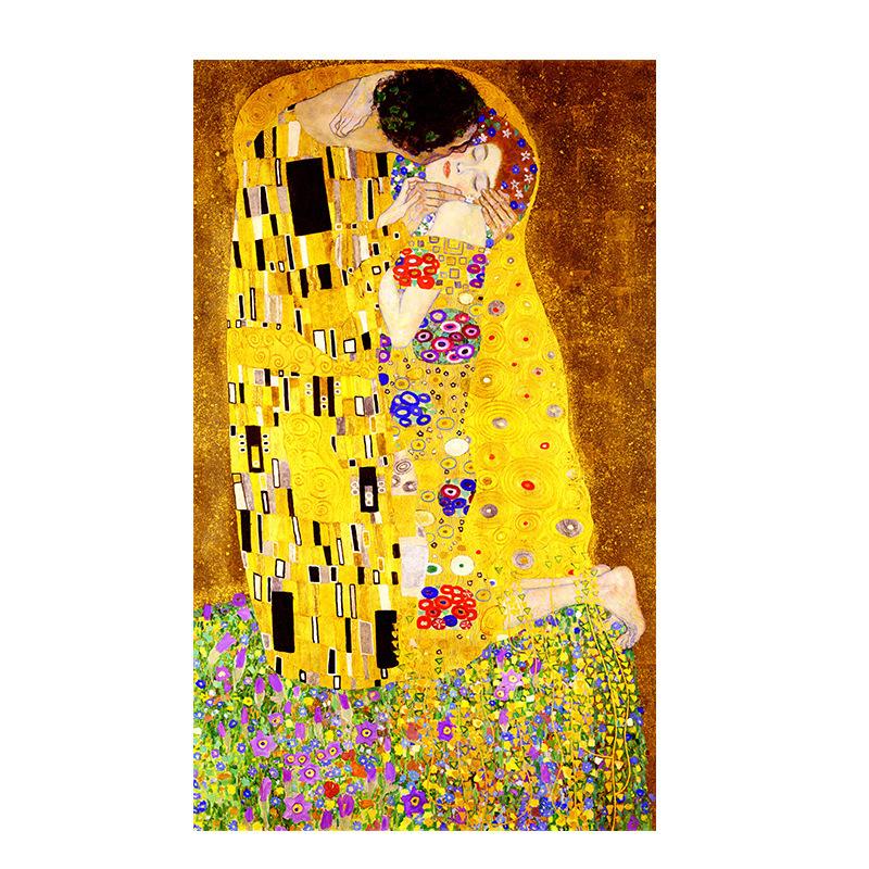 Classic Artist Gustav Klimt Kiss Abstract Oil Painting Printed On Canvas Modern Poster Wall Art For Living Room Home Decoration