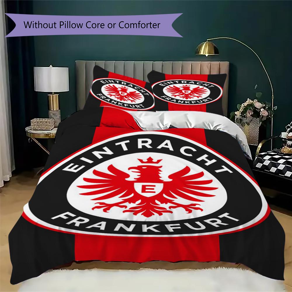 Eintracht Frankfurt Pattern Bedding uilt Set uilt Cover Pillowcase Home Decoration Birthday Gift (1 * duvet cover + 2 * pillowcase without core)