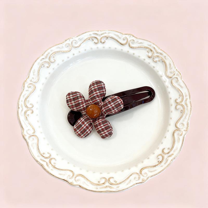 Korean Style Plaid Floral Duckbill Hair Clip – Large Size High-End Half-Up Hair Accessory