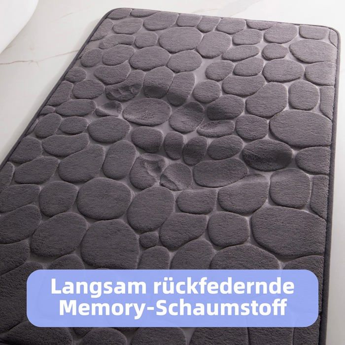 Tapis de Bain en Mousse à mémoire de Forme - Tapis de Douche Absorbant - Tapis de Bain - Antidérapant - 40 x 60 cm - Gris foncé