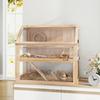 Wooden Hamster Cage with Detachable 31cm Deep Bottom, Hut, Seesaw, Exercise Wheel, Ramp, 80 x 50 x 76cm, Natural