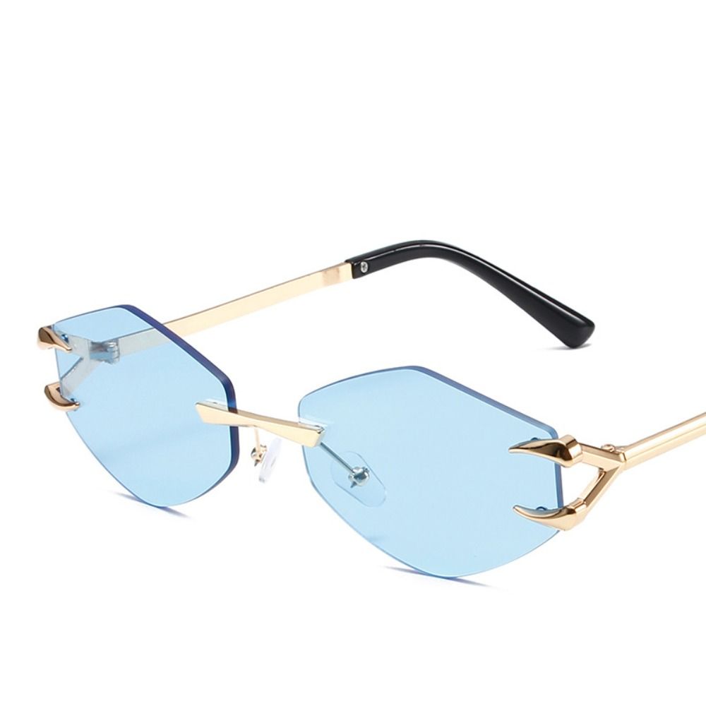 Солнцезащитные очки без оправы в стиле ретро с градиентом UV400, популярные металлические очки без оправы, квадратные солнцезащитные очки для мужчин и женщин