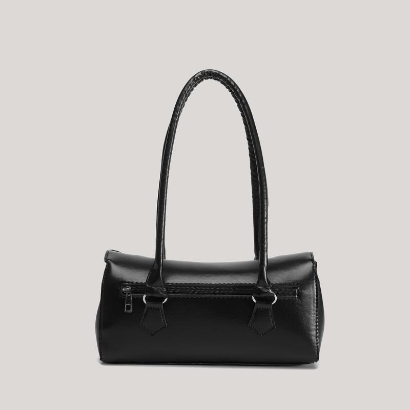 New Retro Pillow Baguette Bag with Lock Buckle, Textured Boston Shoulder Bag for Women, Fashionable Crossbody Bag