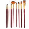 10 шт. нейлоновых кистей для рисования волос, набор деревянных кистей для гуаши, масляной живописи, бордового цвета