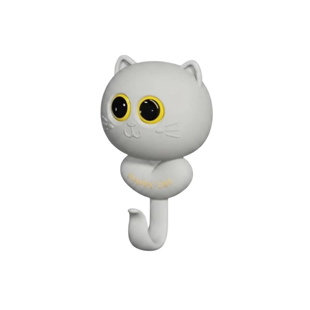 Free Punching Cat Blink Eyes Hook Wall Hanging Key Holder Sticky Hooks Cartoon Cat Hooks Kitchen