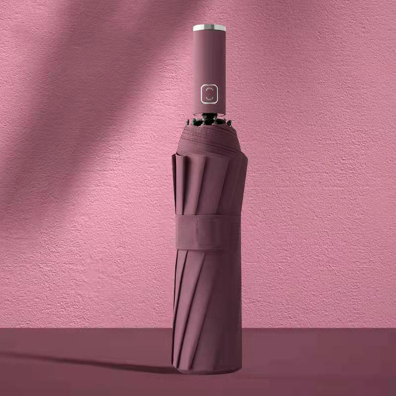 Ультрапрочный зонт-автомат двойного сложения черного цвета с защитой от УФ-лучей.