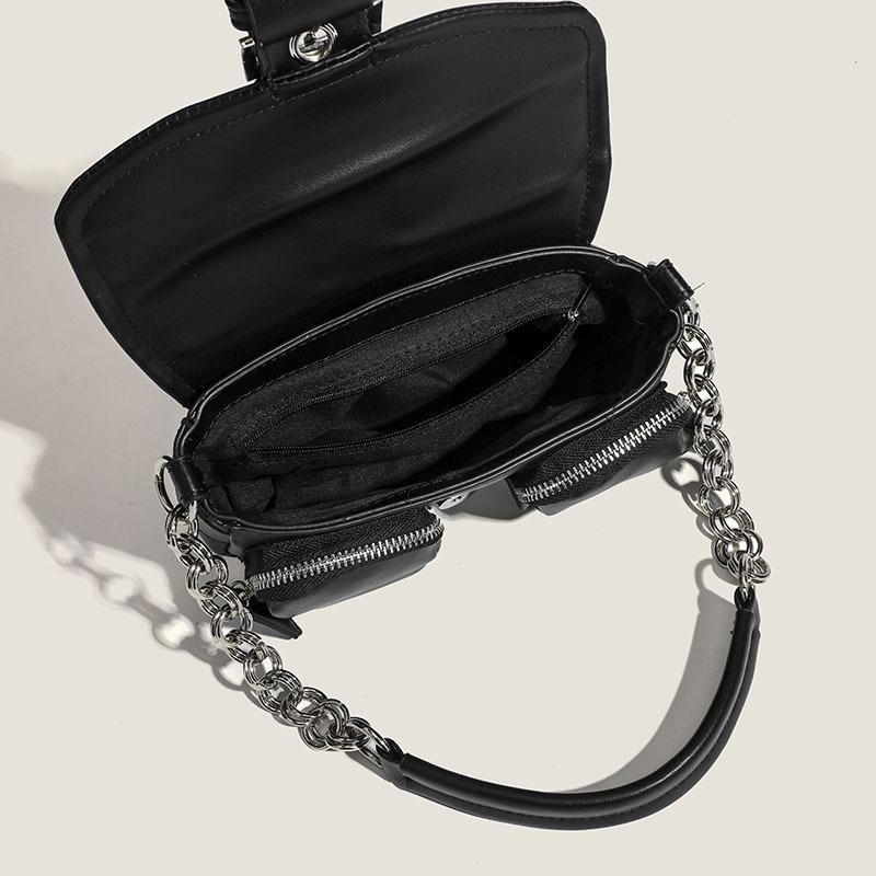 Fashion Simple Retro Round Chain Underarm Bag New Trend Baguette Crossbody Small Bag Commuter Bag Shoulder Bag