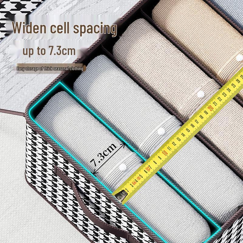 Houndstooth Foldable Clothes Storage Box with Dividers, Large Capacity for Bedroom