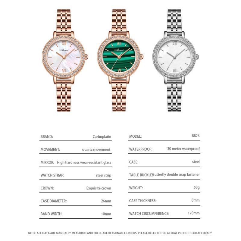 ABORNI женские часы нишевые легкие роскошные кварцевые часы водонепроницаемые маленькие золотисто-зеленые часы с инкрустацией бриллиантами