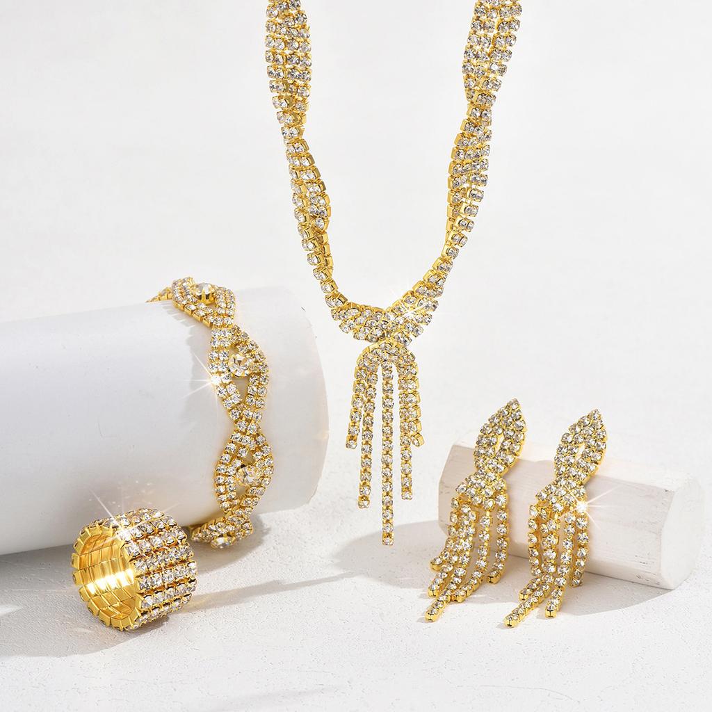 Claw Chain Rhinestone Wedding Necklace Bridal Necklace Earrings Jewelry Banquet Necklace Jewelry Set