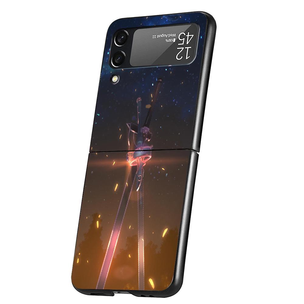 Sword Art Online Anime Cover Phone Case For Samsung Galaxy Z Flip 7 6 5 4 3 5G Flip7 Flip6 Flip5 Flip4 Flip3 Black Fundas Shell