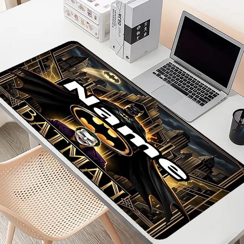 Custom Name Personalized Batman Pattern Mousepad, Laptop PC Desk Mat, Decorative Desk Mat for Home Keyboard Pad Gift
