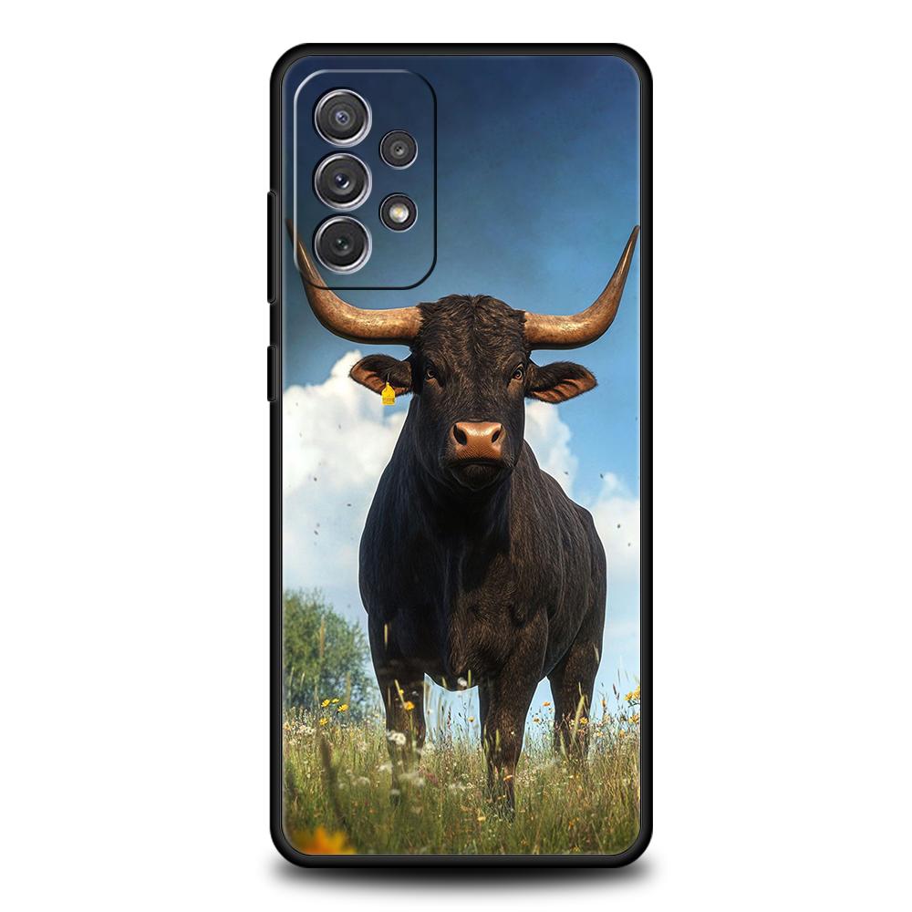 Чехол для телефона Samsung Galaxy A15 A13 A35 A55 A51 A71 A41 A31 A21S A03S A05 A17 A23 A25 A33 A53 A73 5G A07 4G Обложка Животное Бык