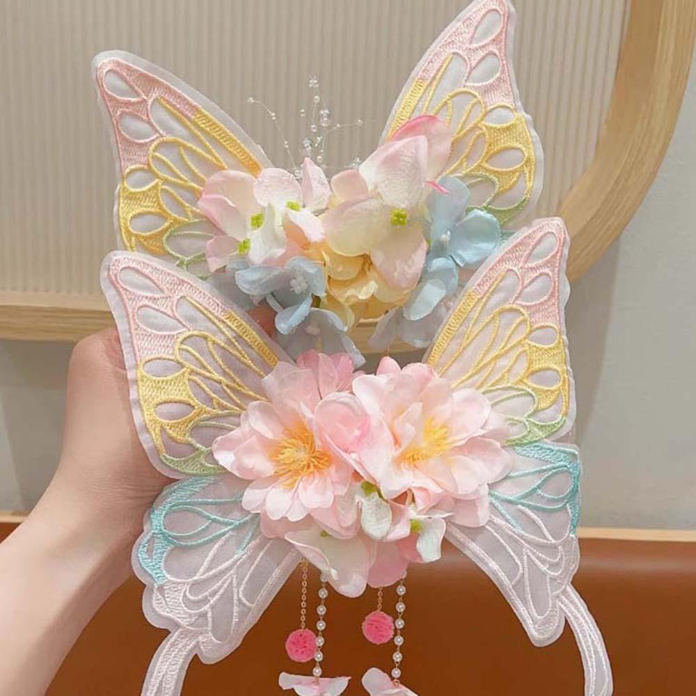 Mesh Big Butterfly Wing Hairpins Sweet Elf Ear Headband Princess Headband Flower Headband  Daily