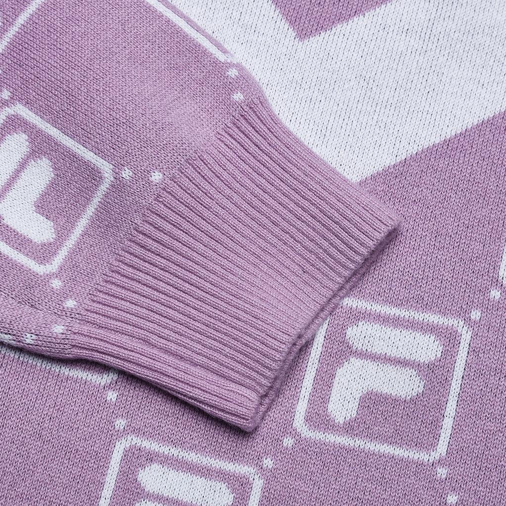 Fila Color Block Printed Tennis Pullover Knit Sweater Women Sweater Purple A11W343405F-VT