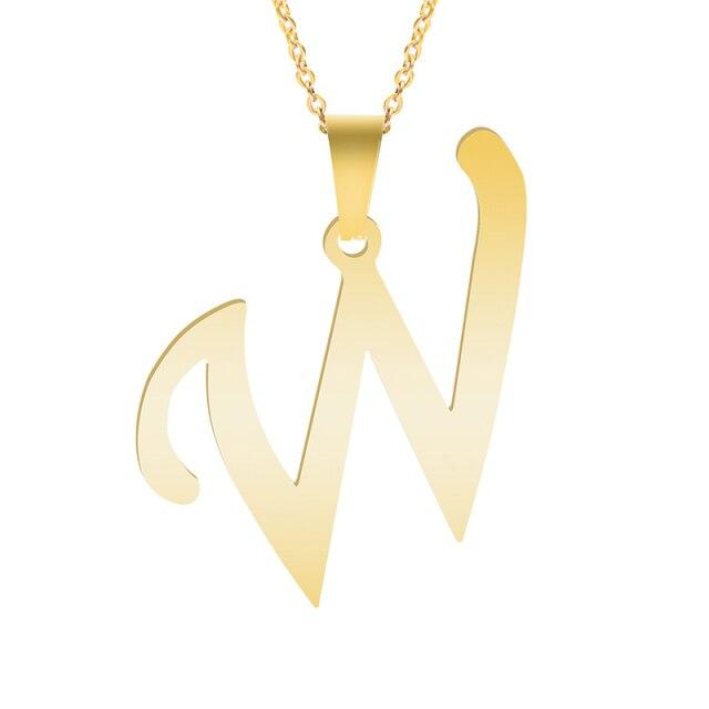 Золотые ожерелья с алфавитом для женщин, ювелирная цепочка на шею, 26 букв, подвески, ожерелье, колье из нержавеющей стали, женский аксессуар