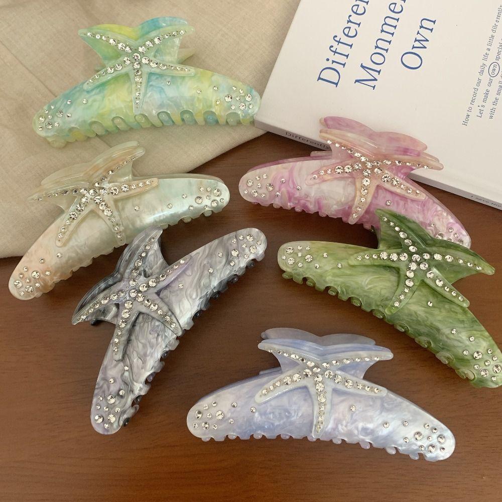 Acetic Acid Starfish Hair Grab Clip Korean Style Large Shark Clip Sweet Acetate Hair Claw  Daily