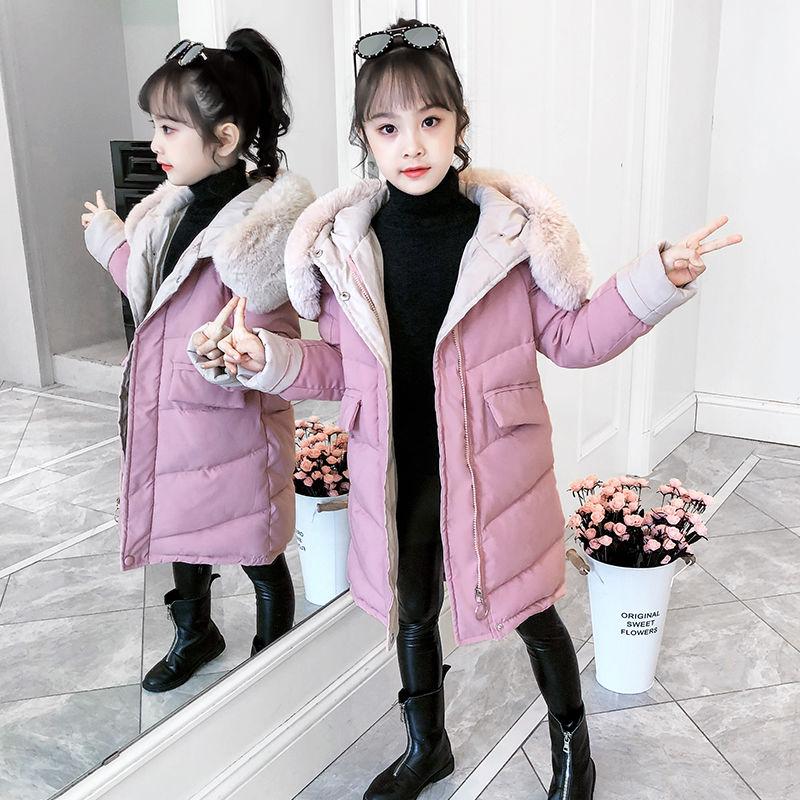 Winter Warm Plus Cotton Padded Down Padded Jacket Girls Winter Padded Jacket Padded Children's Mid-length Padded Jacket Jacket