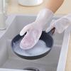 1 Pair Dishwashing Cleaning Gloves Magic Silicone Rubber Dish Washing Glove for Household Kitchen Cleaning Brush
