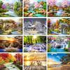 5D DIY Diamond Painting Landscape Cross Stitch Kit Round Diamond Embroidery Mosaic Landscape Painting Rhinestone Gift