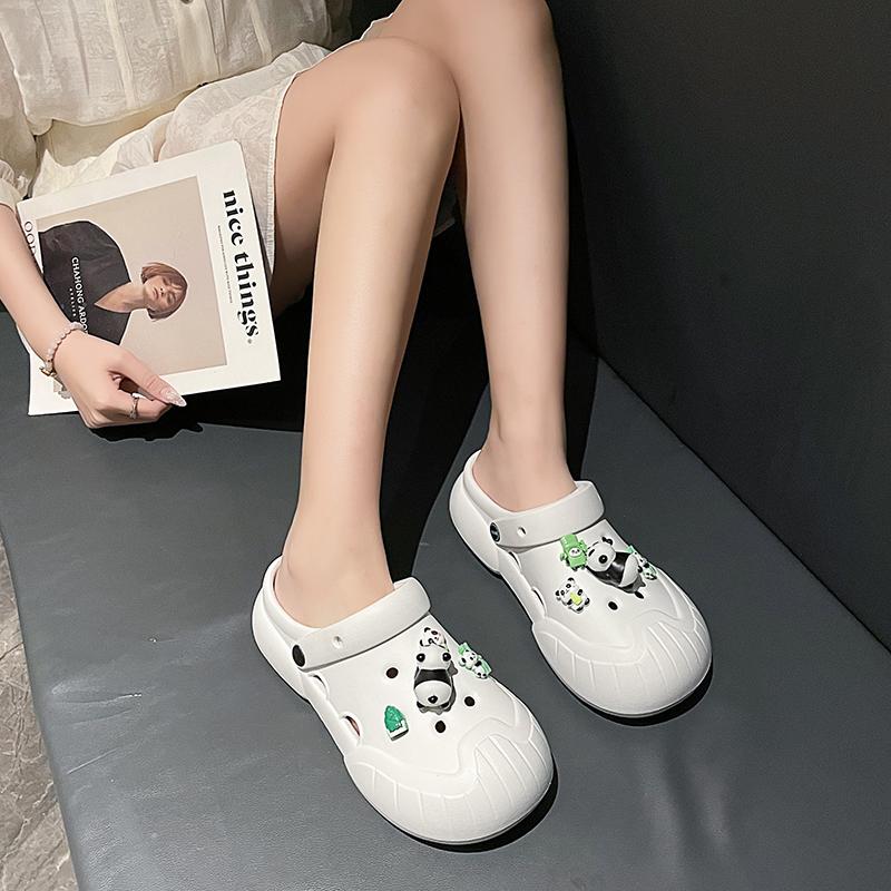 Men's Women's Baotou Platform Trend Heighten Hole Shoes Outdoor Non Slip Lightweight Comfortable Sandals Lovers Hawaii Casual Half Shoes
