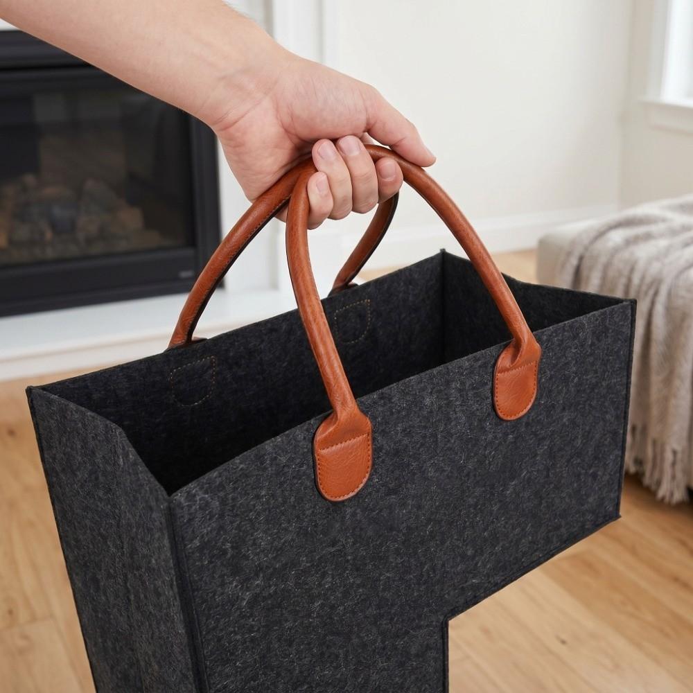 Grey Felt Stair Basket Large Capacity Organizer Living Room Miscellaneous Organizing