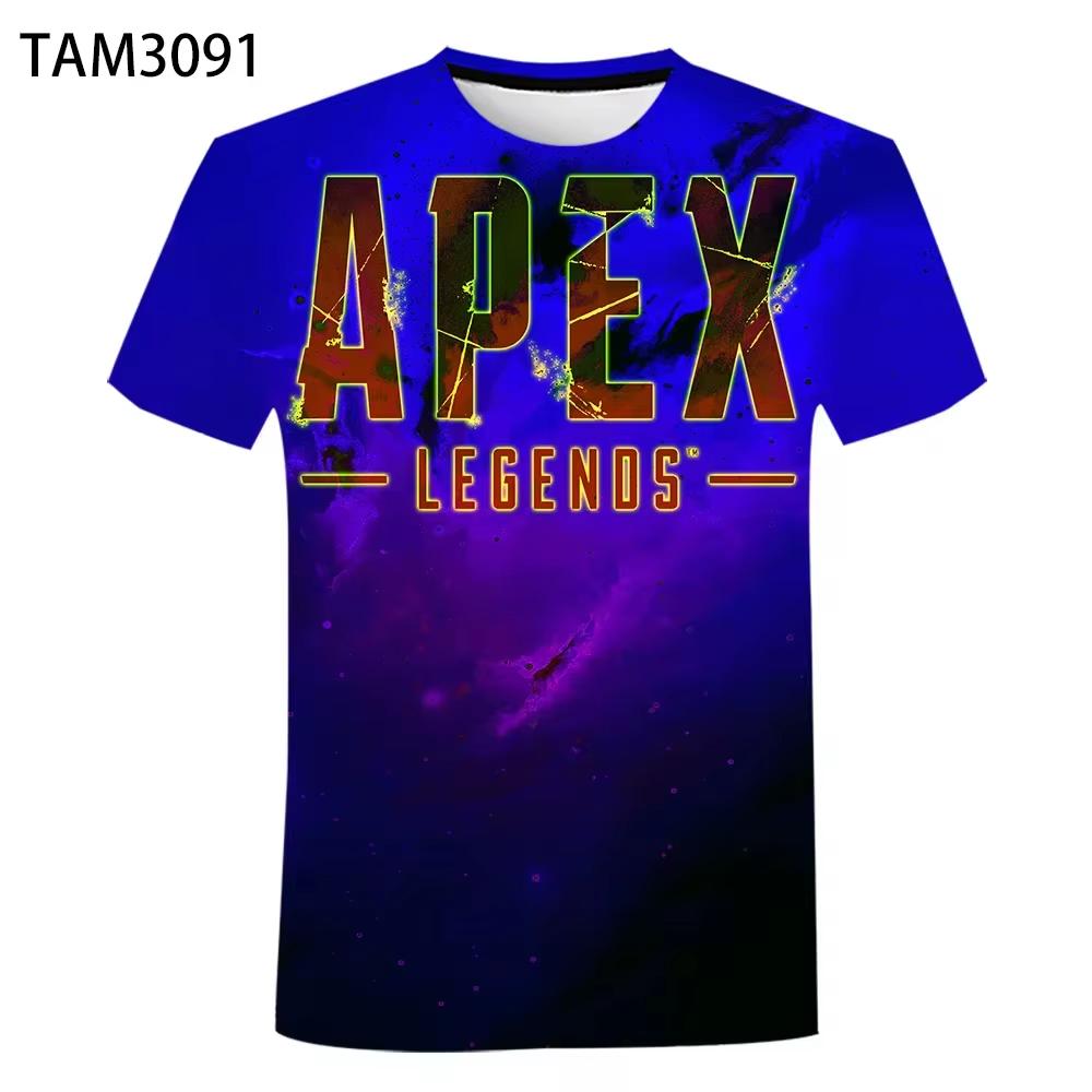 Round Neck 3D Apex Legends Game Graphic Print Casual Shorts Sleeved Men's T-shirts - Soft Medium Stretch Polyester Fabric Summer Relaxed Fit Clothing