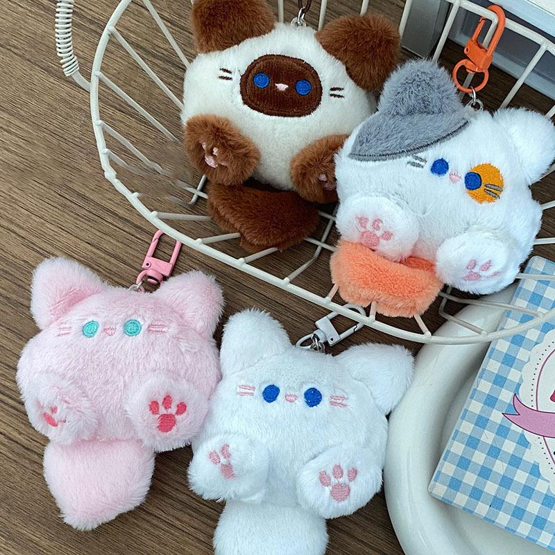 Kawaii Soft Stuffed Animal Little Cat Toys Keychain Plush Doll Bag Car Pendant Keyring Trinket Kids Birthyday Gift