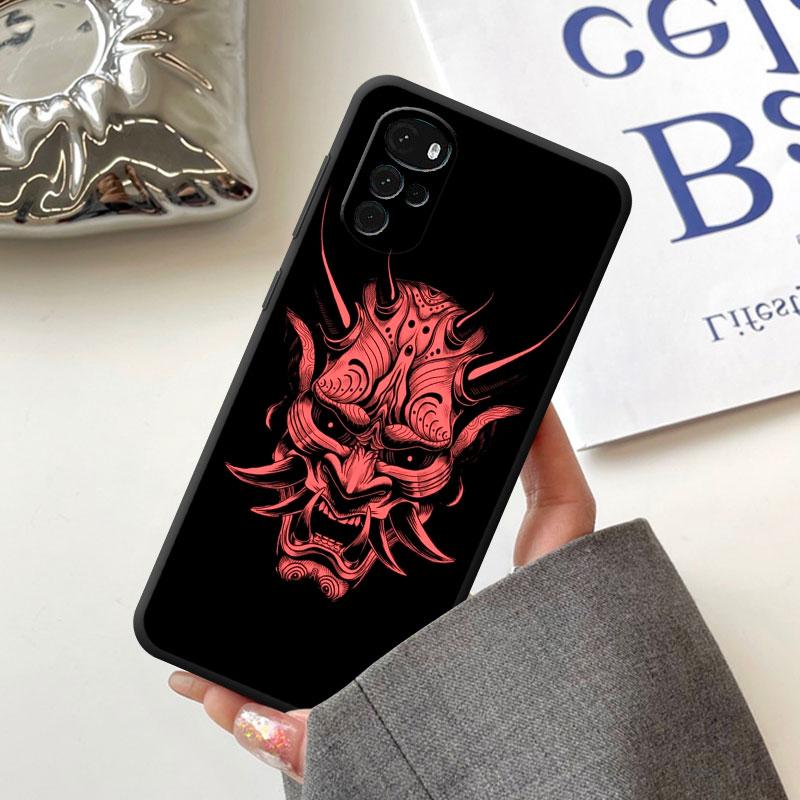 Кейс-маска Они Самурая для Motorola Moto G60 G9 Power Lite G31 G32 G200 G52 G72 G50 G30 G51 G71 5G G22 Чехол ТПУ Мягкий