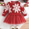 Winter Kids Baby Girl Tulle Dress Long Sleeve Patchwork Party Dress Sweatshirt Dress Fall Xmas Clothes