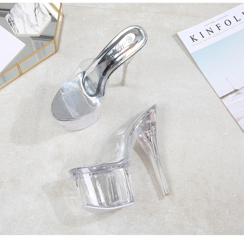 Сандалии на сверхвысоком каблуке, непромокаемые шлепанцы на тонком каблуке, женская обувь на платформе для танцев на стальных трубах, женская обувь серии 10366, размер 20 см