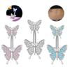 Stainless Steel Double Headed Butterfly Zircon Piercing Fake Belly Button Ring Body Jewelry For Women Ornaments
