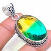 Bi-Color Tourmaline Handmade 925 Sterling Silver Jewelry Pendant 1.97" u1J96