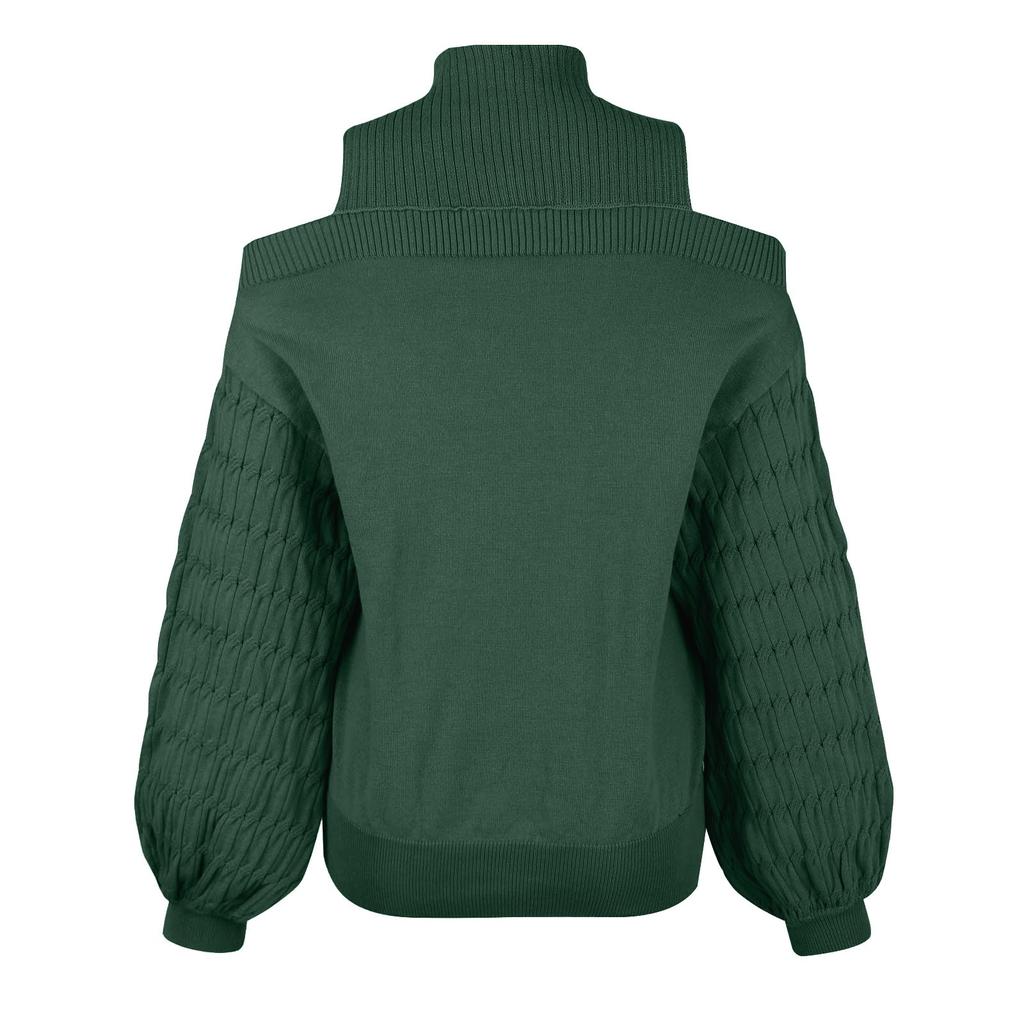 Женская осенне-зимняя модная водолазка с открытыми плечами, теплый однотонный свитер с длинными рукавами