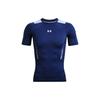 Solid Logo Print Compression Short Sleeve T-Shirt Men Tops Blue 1370657-415