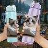 1PC Cat Using Vintage Telephone 750ml Color Plastic Sports Water Bottle Leakproof Flip Straw Lid Suitable for Sports Office Home Use