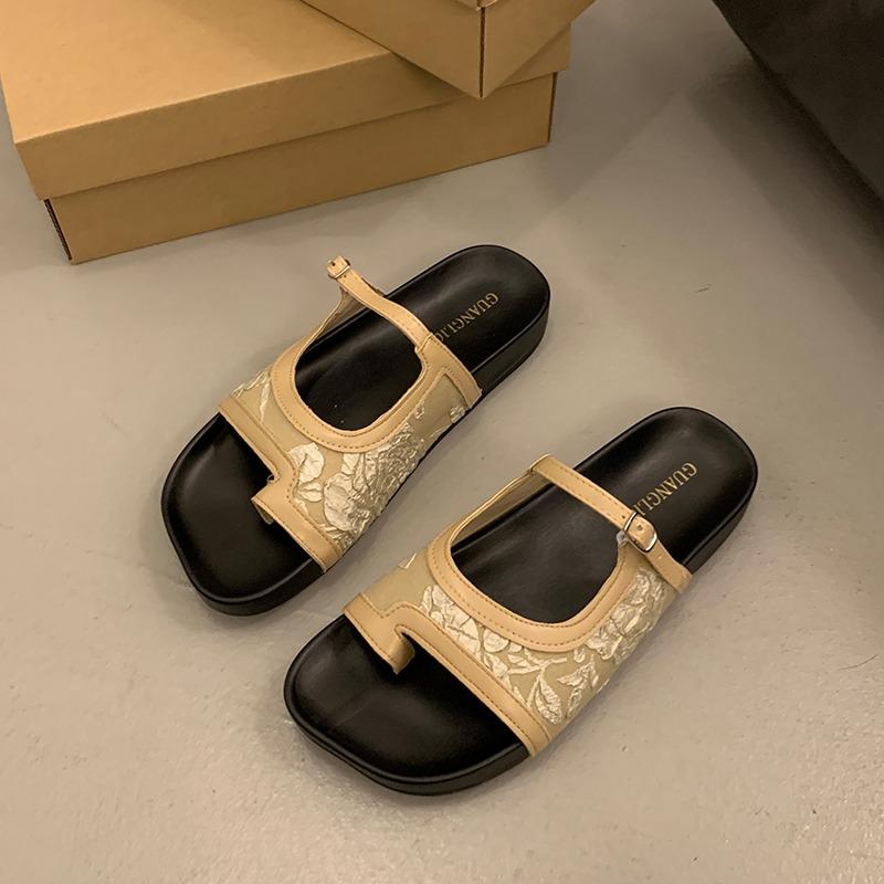 Новая мода, летняя пляжная обувь с ремешками, тапочки на квадратном каблуке, женские летние сандалии с милым бантом, шлепанцы