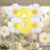 5pcs Set Daisy Foil Balloons Bouquet Yellow Number Balloon 0-9 Boho Girls Birthday Party Decorations Summer Sunshine Baby Shower