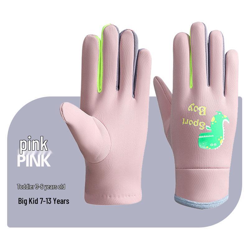 Детские ветрозащитные водонепроницаемые перчатки - Теплые, на бархатной подкладке, пятипалые перчатки для мальчиков и девочек - Идеальны для осенних и зимних мероприятий на открытом воздухе