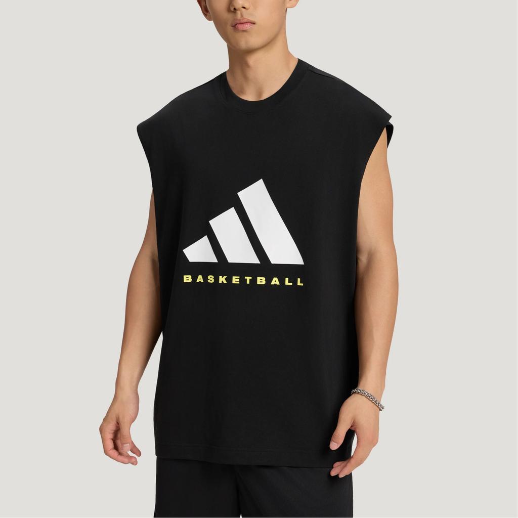 adidas Базовая мужская майка-жилет из хлопка, свободная, без рукавов, для баскетбола, топ KX5706