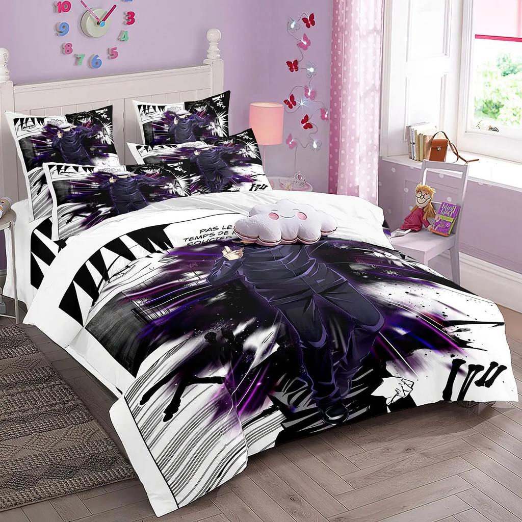 Exquisite Anime Jujutsu Kaisen Bedding Set Duvet Cover Pillowcases 3D print Kids boy Bedroom Decor Single/Double/Queen Size