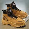 Мужские ботинки Хлопковые ботинки Платформа Осень Британские Высокие Ретро Толстая подошва Шнуровка Комфорт Противоскользящие Спортивные Ботинки для альпинизма